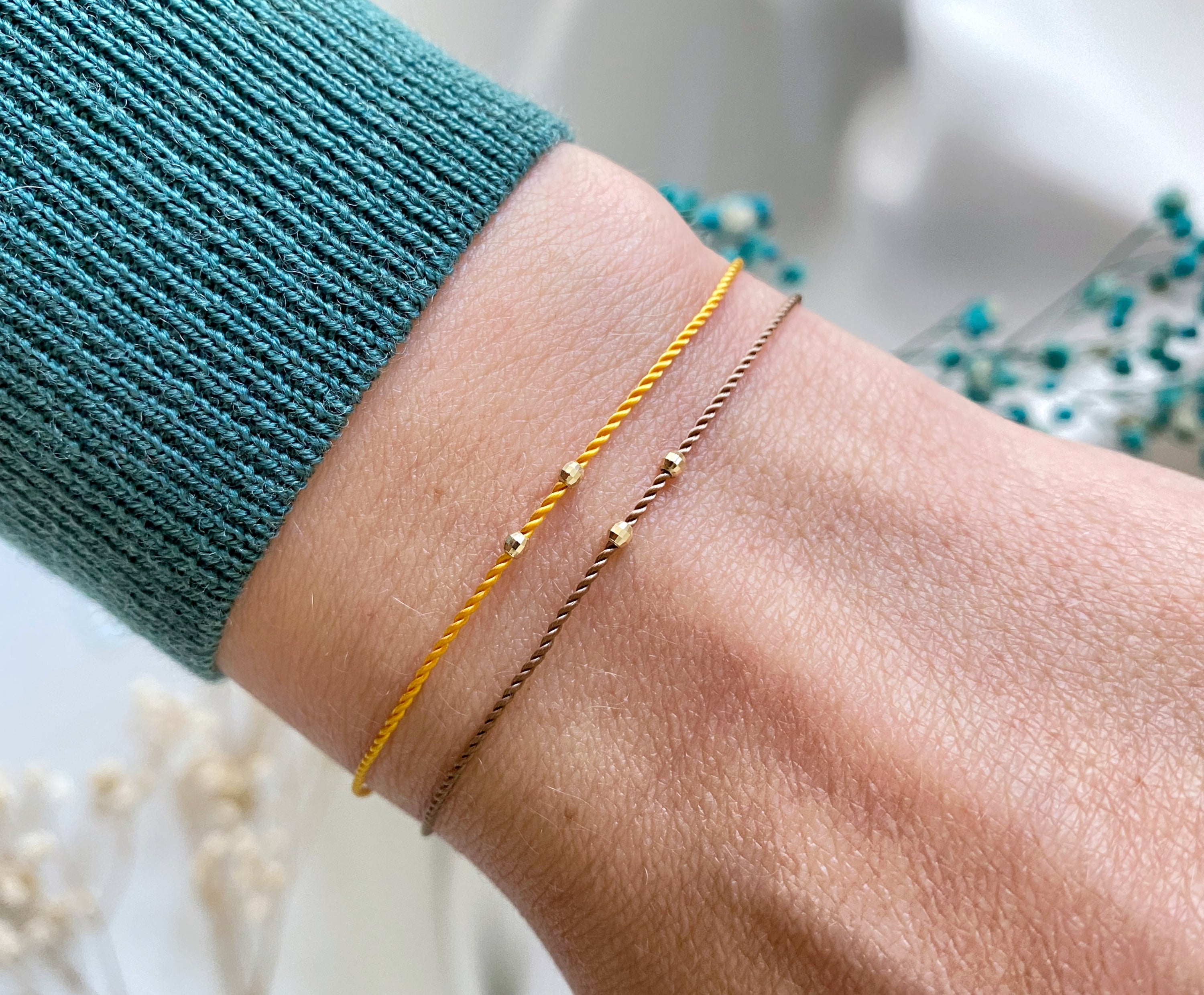 Two diamond cut beads bracelet